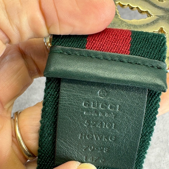 GUCCI Red/Green Web Elastic Torchon Double G Belt Size 70/28 - Picture 10 of 10